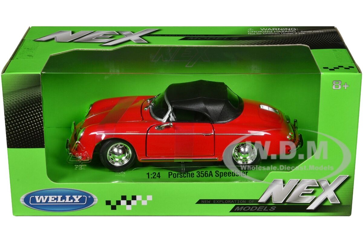 PORSCHE 356A SPEEDSTER SOFT TOP RED 1/24 DIECAST MODEL CAR BY