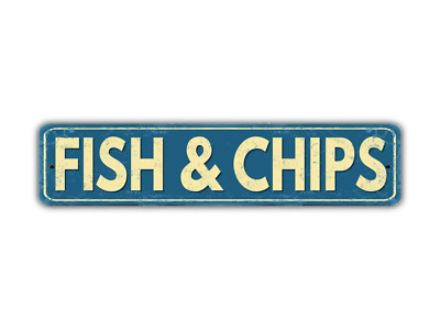 Fish And Chips Street Sign Vintage Style