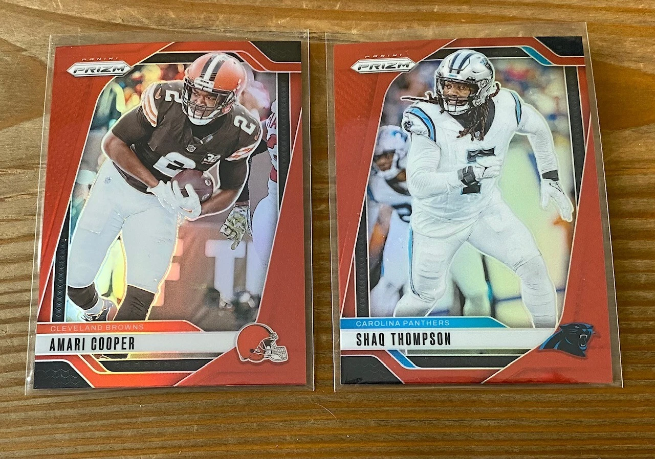2024 NFL Prizm Amari Cooper & Shaq Thompson RARE Red SSP Prizm Case Hit Lot (2)