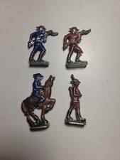 Vintage Barclay Manoil  Lot Of 4 Lead Toy Soldiers Figures Horse Red Blue