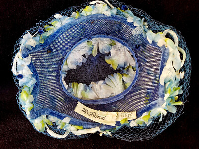 Vintage Mr. Richard Blue Flowers Netted Pill Hat Vintage Mr. Richard Blue Flowers Netted Pill Hat | eBay main image 3
