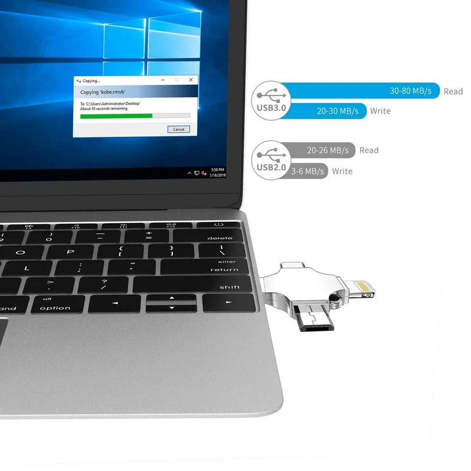 Unidad Flash USB 3.0 128 GB Tipo C Memoria Foto Stick para iPhone Android iPad Lote Foto 2 de 4