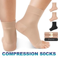 3PK Compression Sleeve Ankle Brace Leg Support Socks Foot Fasciitis Pain Relief