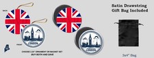 LONDON ENGLAND - Christmas Ornament / Fridge Magnet - Gift Travel Vacation UK
