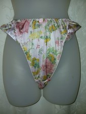 Vintage St Michaels Mark  Spencer Satin Frilly Floral Pastel Panties Hi-Cut NWT