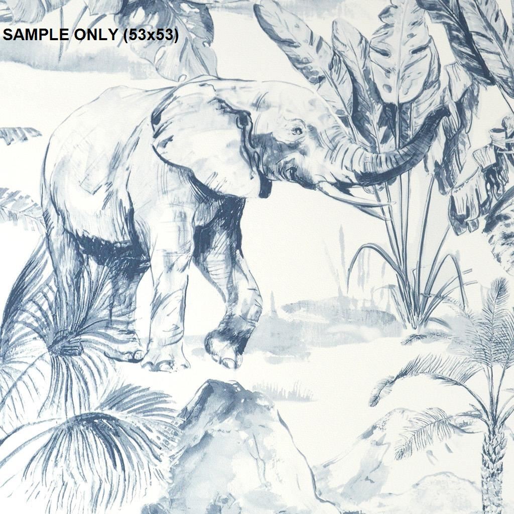 ** SAMPLE Grandeco Elephant Jungle White Blue Wallpaper