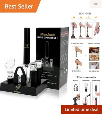 #ad Complete Wine Lover’s Set: 6 in 1 Air Pressure Opener with Elegant Storage Base $25.99