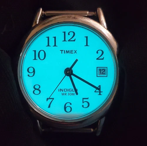 Timex Indiglo Watch Vintage Women's Analog Date Stainless Steel Quartz 25 mm