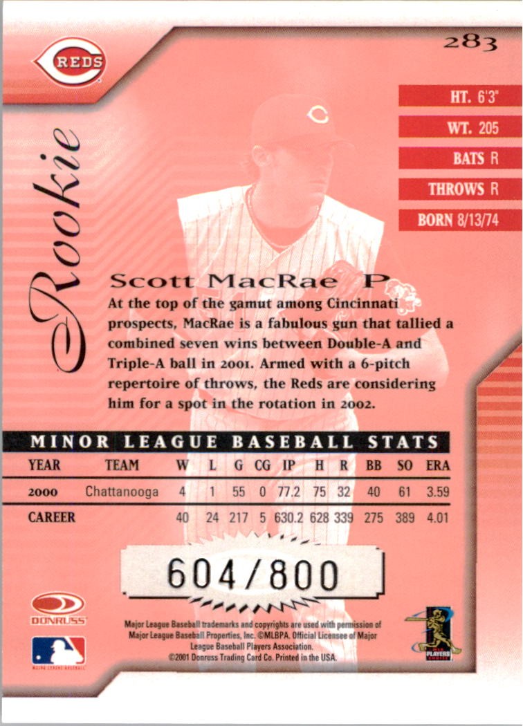 2001 Donruss Signature #283 Scott MacRae RC /800 - NM-MT | eBay