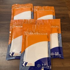 NanoSocks 5 PACK- 3D Nano-Weave Compression Socks White Machine Washable. Size 3