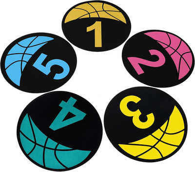 5 PCS Basketball Spot Markers (1-5)   9 Inch Large Size, Anti-Slip PVC Floor Dot