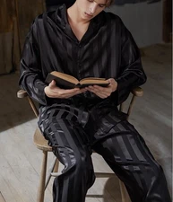Silkpeace  FREE SHIP USA  Mens Satin Silk Pajamas Set Shirt Lounge Pants POCKET