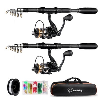 Fishing Pole Kit 2PCS, Carbon Fiber Telescopic Fishing Rod and Reel Combo wit...
