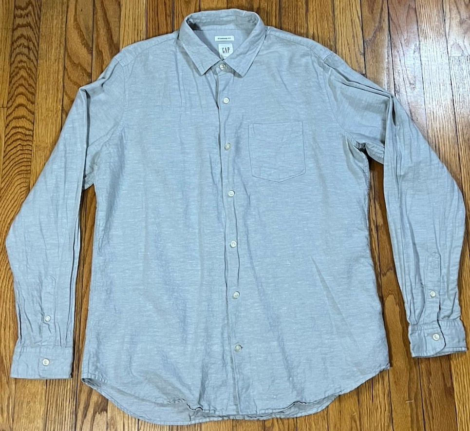 GAP Standard Fit Gray Button Down Long Sleeve Shi… - image 1