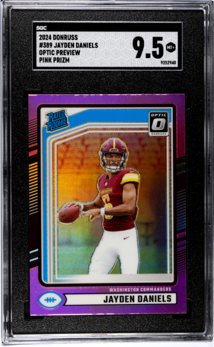 2024 Donruss #389 Jayden Daniels Optic Preview Pink Prizm SGC 9.5