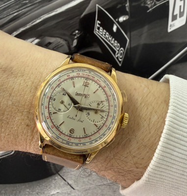 Eberhard Extra Fort 14007 18K 750 Cal.14000 Chrono 39mm Brown Leather Watch
