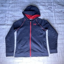 Boys Size XL Youth Under Armour Full Zip Hoodie Black And Red