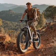26" Fat Tire Electric Bike 1000W Peak 7-Speed 28MPH 65Miles E-bike for Adults