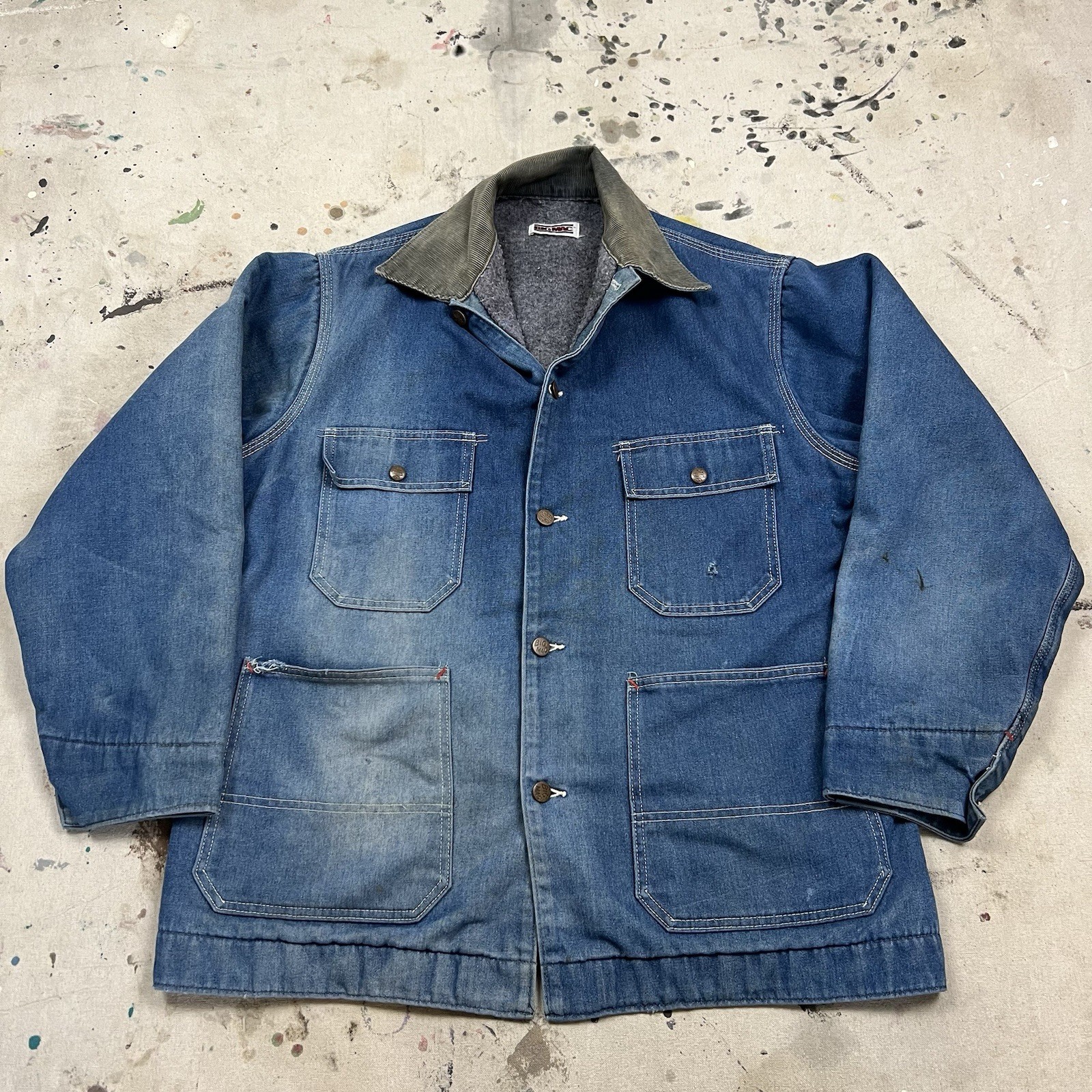 Vintage Big Mac Denim Jean Chore Jacket Coat Blanket Lined Mens Medium Workwear