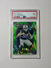 Brock Bowers 2024 Select Rookie Neon Green Shock Prizm /499 PSA 9 Raiders #222