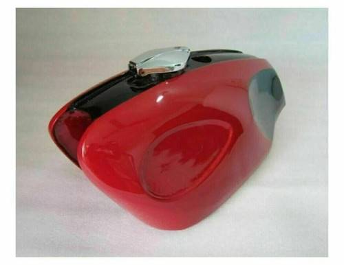FIT BSA B25 B44 Starfire Red And Black Painted Steel Fuel Petrol Tank With Cap - Picture 4 of 6