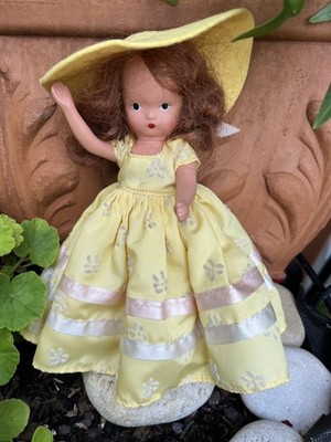 Vtg 1940s 5.5'' Redhead Nancy Ann Storybook Doll, Head Turns, Arms/Legs Move
