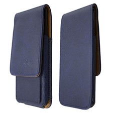 caseroxx Flap Pouch for Panasonic Eluga Ray 550 in blue made of genuine leather