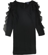 American Living Womens Georgette A-line Dress, black, 14