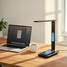 3-Mode Folding Desk Lamp Phone Holder Led Eye Care Light With Wireless Charger