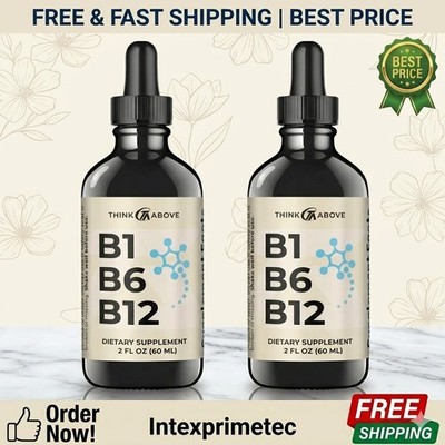 B1 B6 B12 Vitamin Liquid Drops - Nerve Energy Brain Support Supplement - Frui...