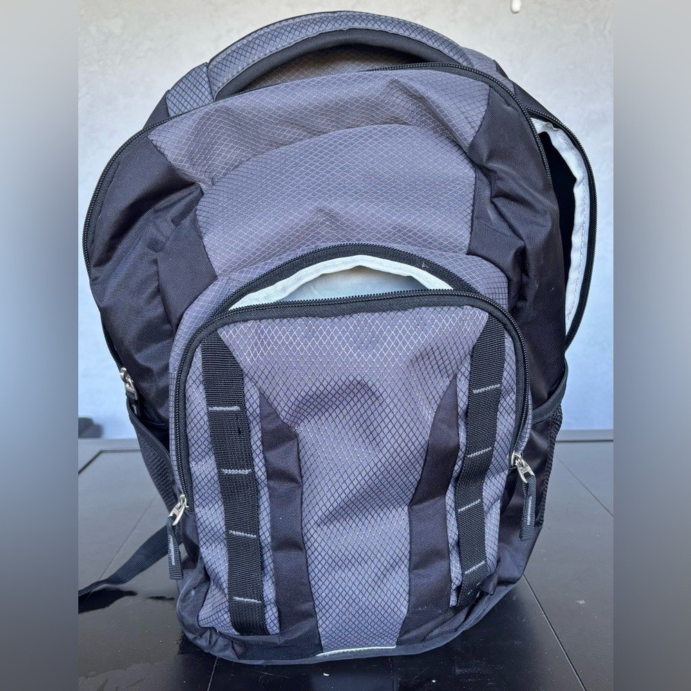 Black and Gray Backpack with cushioned laptop pocket