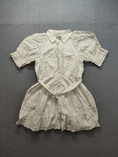 Asos Women Mini Dress 12 White Collared Puff Sleeve Belted Button Up Summer Wear