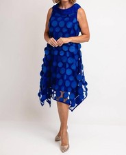 Joseph Ribkoff 3D Dot Mesh Trapeze Dress Royal Sapphire