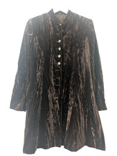Hobbs Marilyn Anselm Design Brown Crushed Velvet Long Coat Size 12