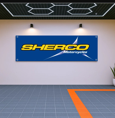 Decoration Sherco Motorcycles Flag Banner 71x24   Garage Wall Art for Riders