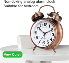 Retro Alarm Clock Old Fashioned Bedside Alarm Clock with Non Ticking Twin Bel..