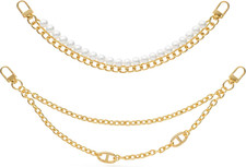 2Pcs Purse Extender Chain, Gold Handbag Straps Cute Flower Cherry Pearl Metal Pu