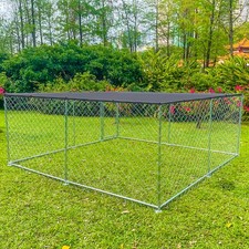 10x10ft Outdoor Pet Dog Run House Kennel Metal Cage w/ Cover Chicken Cage