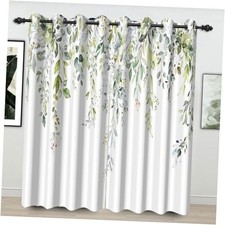 Green Curtains Watercolor Floral 42"W x 84"L Pack of 2 Eucalyptus Leaves