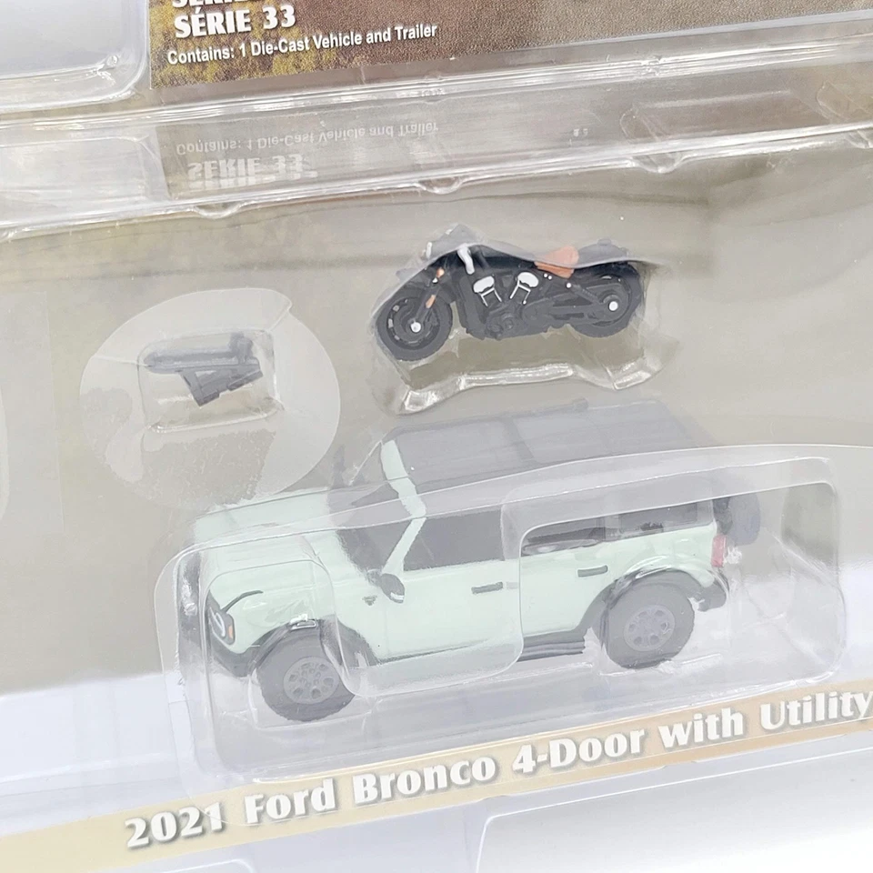 GreenLight '21 Ford Bronco w/ Motorcycle & Utility Trailer - 1:64 (2025 Hitch & - Image 2 of 4