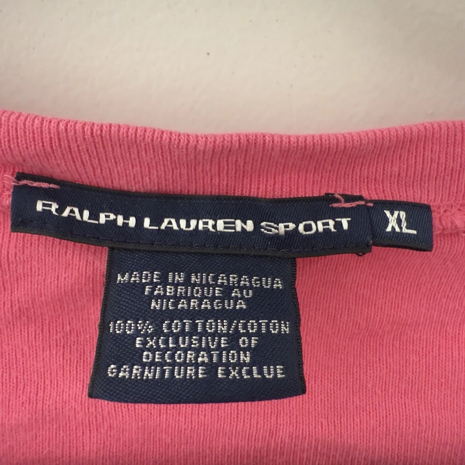 Camiseta deportiva vintage Y2K Ralph Lauren rosa cuello en V talla extra grande XL algodón Foto 2 de 4