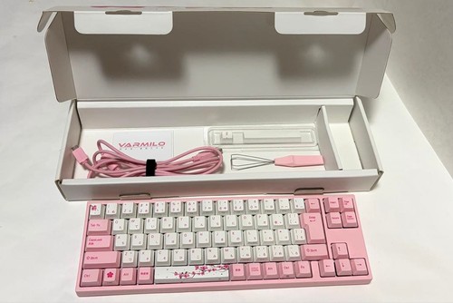 Varmilo Sakura Mechanical Gaming Keyboard JP Silver Switch Wired Tested Used