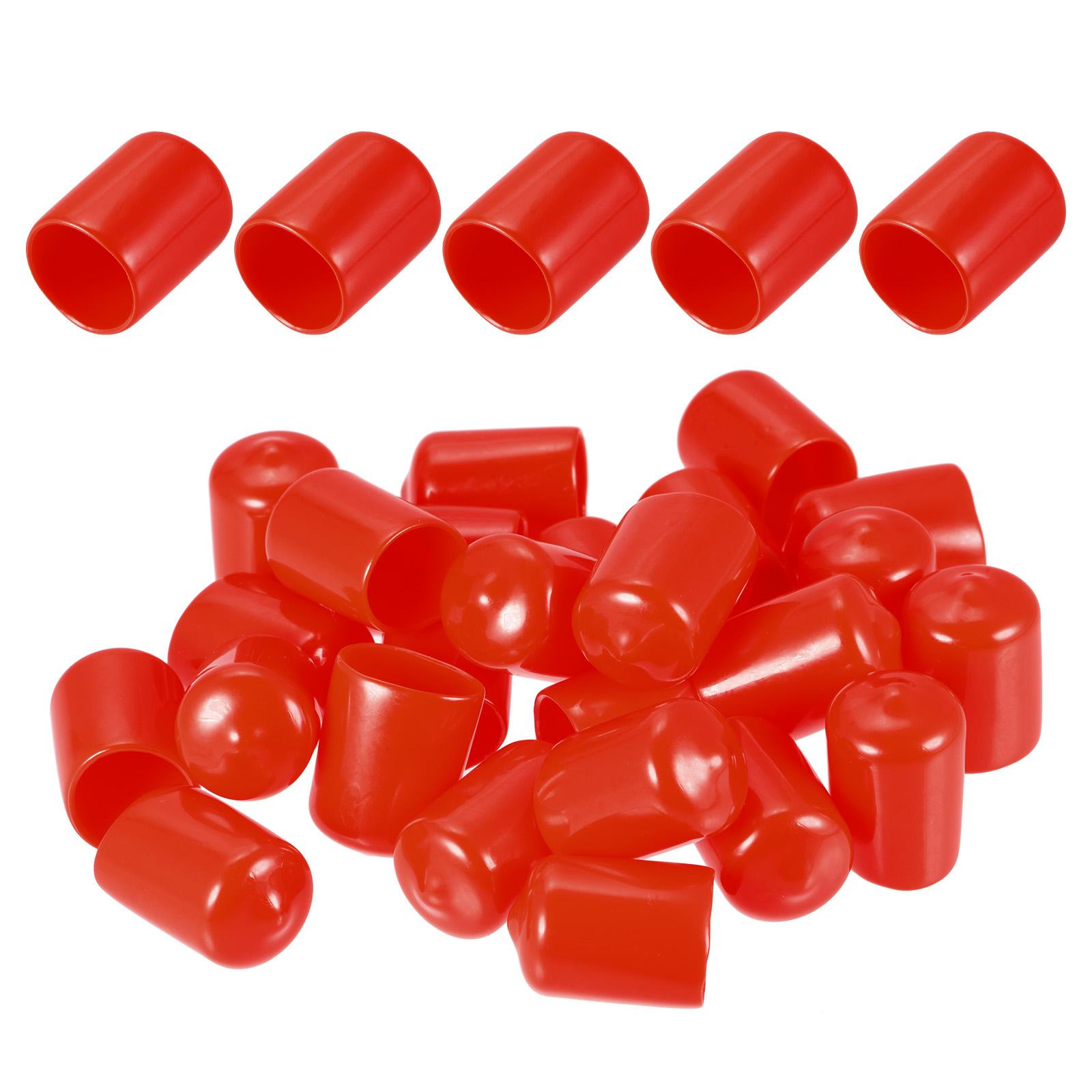 50Pack 15mm ID Red Rubber Screw Thread Protector Caps for Bolts