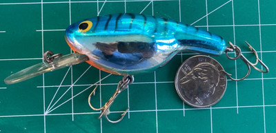 VTG BAGLEY MAMA CAT CRANKBAIT FISHING LURE DEEP DIVER BALSA BLUE TIGER CHROME