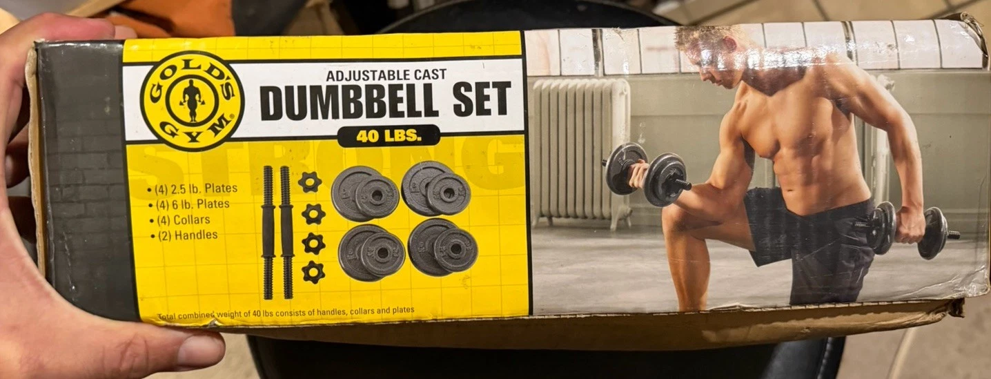 Gold's Gym Cast Plates Adjustable Dumbbell Set 40lbs *New Open Box* gym weights