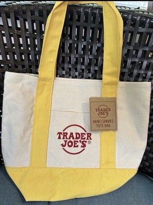 Trader Joe's 2026 Mini Canvas Pastel Reusable Tote Bag Yellow