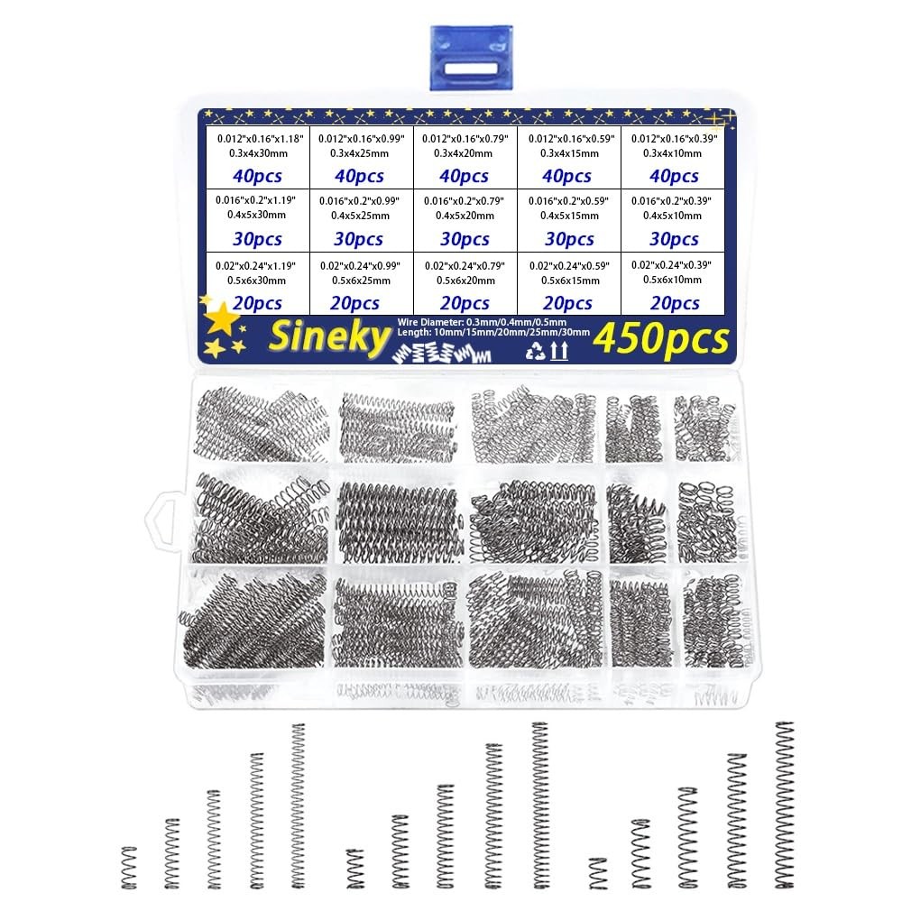 450pcs Small Compression Springs Assortment Kit for DIY Repairs and Projects