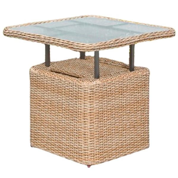 Mx Gartentisch Duplex Natur Polyrattan,Terrassentisch Balkontisch Beistelltisch-image