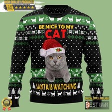 Cat Be Nice Cat Ugly Christmas Sweater, Ugly Christmas Sweater Gift