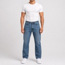 Levis 505 Regular Fit Jeans Straight Leg Mens 36x30 Light Wash Blue Denim
